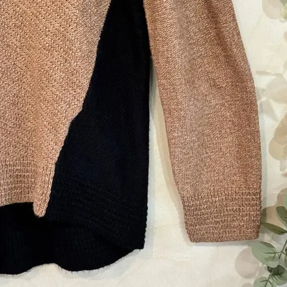 MADEWELL Back Zip Sweater SZ L NEW Brown Black Color Block Crewneck - Picture 4 of 12